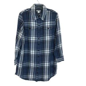 NWT Outerknown Womens Size Medium Organic Cotton Plaid Blanket Shirt Dress NEW